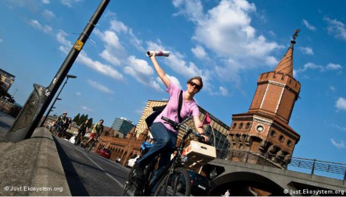 Berlin’s sunny summer weather has brought cyclists and tourists to the streets of the capital 