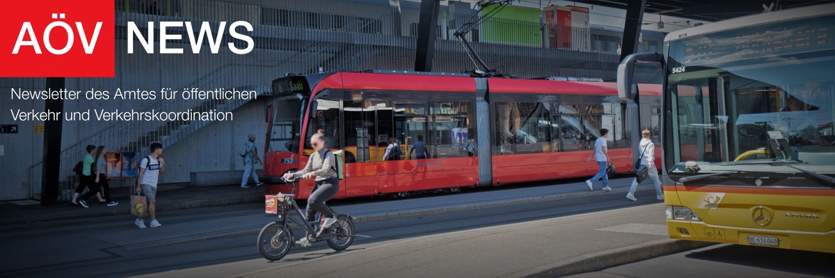 AÖV News Titelbild mit verschiedene ÖV-Verkehrsmittel
