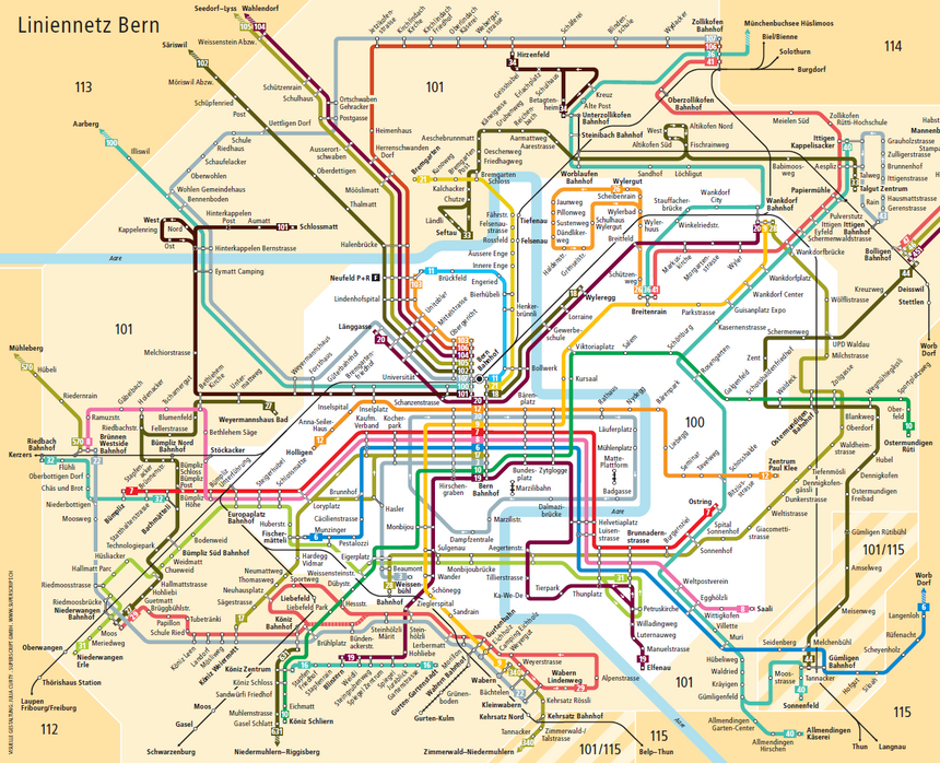 Abbildung Liniennetz von Bern Umgebung 
